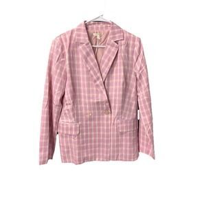 Baevly Pink Plaid Tailored Blazer Womens Medium Lightweight NWT